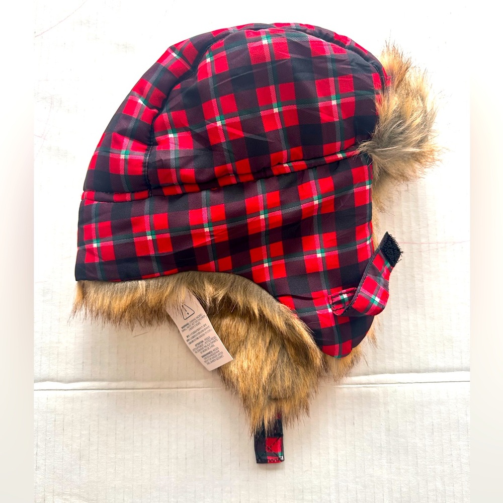 NWT Land’s End Kids Expedition Trapper Hat – Red Plaid (Size M/L)